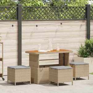 vidaXL Set de masă pentru grădină 4 pcs Bej Rattan poli imagine