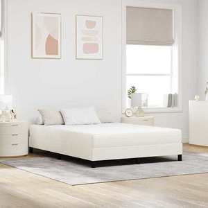 vidaXL Saltea de pat cu saltea Crem 160 x 200 cm țesătură imagine