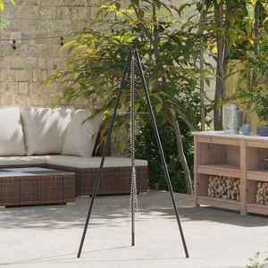 vidaXL Treppied pentru foc de tabără Negru 92 x 92 x 151.5 cm Oțel imagine