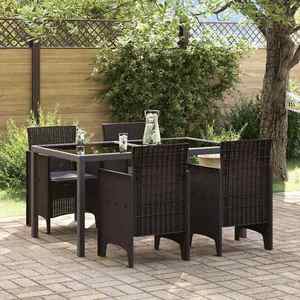 vidaXL Scaun pentru Grădină 4 pcs Maro Dimensiune: 53 x 49 x 85 cm PP imagine