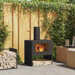 vidaXL Cuptor de foc Negru 60 x 40 x 96 cm Oțel laminat la rece imagine