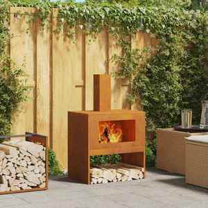 vidaXL Cuptor de foc Maro 60 x 40 x 96 cm Oțel rezistent la intemperii imagine