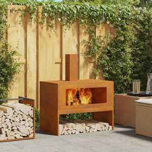 vidaXL Cuptor de foc Maro 80 x 50 x 96 cm Oțel rezistent la intemperii imagine