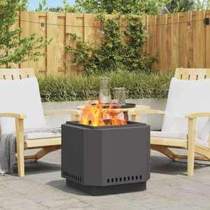vidaXL Cuptor de foc Negru 58 x 58 x 51 cm Oțel laminat la rece imagine
