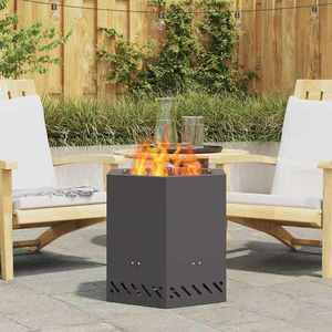 vidaXL Cuptor de foc Negru 48 x 48 x 51 cm Oțel laminat la rece imagine