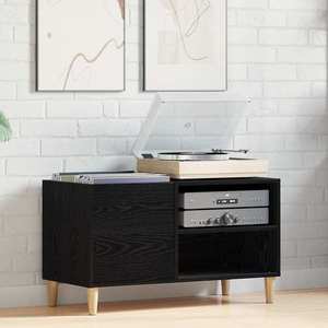vidaXL Dulap pentru discuri de vinil Stejar negru 84.5 x 38 x 48 cm imagine