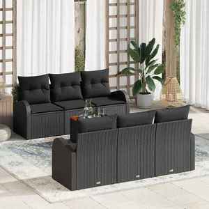 vidaXL Set de canapele pentru grădină 7 pcs Negru imagine