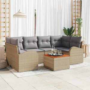 vidaXL Set de canapele pentru grădină 7 pcs bej și gri deschis imagine