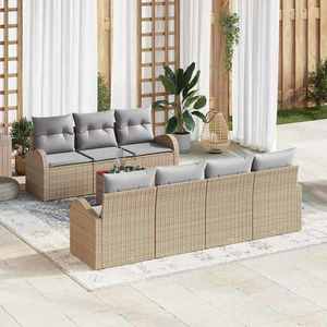 vidaXL Set de canapele pentru grădină 8 pcs bej și gri deschis imagine