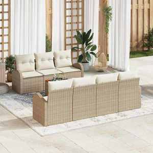 vidaXL Set de canapele pentru grădină 8 pcs Bej și alb imagine