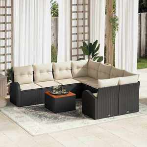 vidaXL Set de canapele pentru grădină 9 pcs Negru și alb imagine