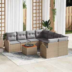 vidaXL Set de canapele pentru grădină 9 pcs bej și gri deschis imagine