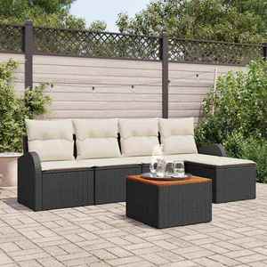 vidaXL Set de canapele pentru grădină 6 pcs Negru și alb imagine