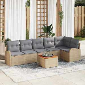 vidaXL Set de canapele pentru grădină 7 pcs bej și gri deschis imagine