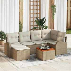 vidaXL Set de canapele pentru grădină 7 pcs Bej și alb imagine