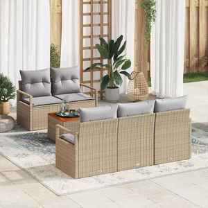 vidaXL Set de canapele pentru grădină 6 pcs bej și gri deschis imagine