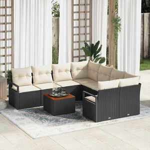 vidaXL Set de canapele pentru grădină 9 pcs Negru și alb imagine