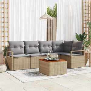vidaXL Set de canapele pentru grădină 6 pcs bej și gri deschis imagine