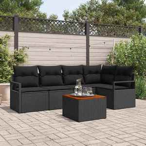 vidaXL Set de canapele pentru grădină 6 pcs Negru imagine