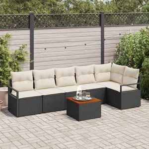 vidaXL Set de canapele pentru grădină 7 pcs Negru și alb imagine