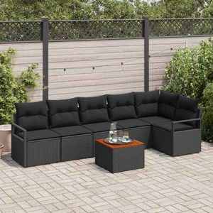 vidaXL Set de canapele pentru grădină 7 pcs Negru imagine