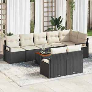 vidaXL Set de canapele pentru grădină 9 pcs Negru și alb imagine