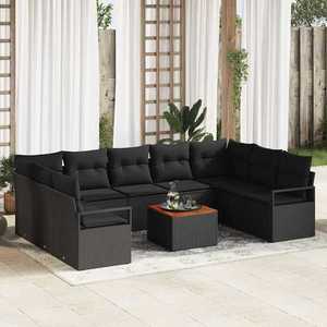 vidaXL Set de canapele pentru grădină 10 pcs Negru imagine