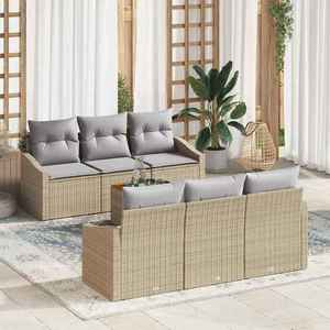vidaXL Set de canapele pentru grădină 7 pcs bej și gri deschis imagine