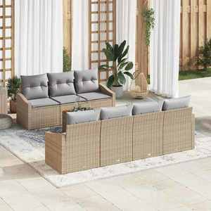 vidaXL Set de canapele pentru grădină 8 pcs bej și gri deschis imagine