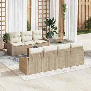 vidaXL Set de canapele pentru grădină 8 pcs Bej și alb imagine