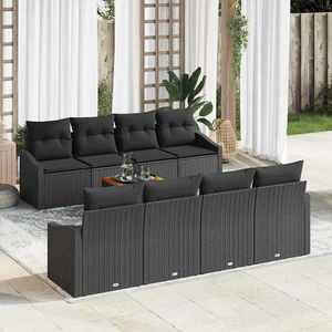 vidaXL Set de canapele pentru grădină 7 pcs Negru imagine