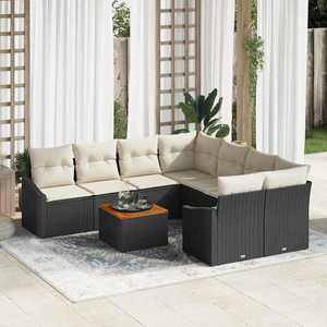 vidaXL Set de canapele pentru grădină 9 pcs Negru și alb imagine