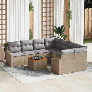 vidaXL Set de canapele pentru grădină 9 pcs bej și gri deschis imagine