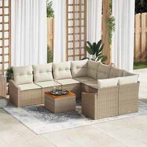 vidaXL Set de canapele pentru grădină 9 pcs Bej și alb imagine