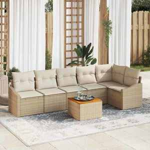 vidaXL Set de canapele pentru grădină 7 pcs Bej și alb imagine
