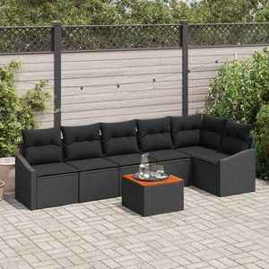 vidaXL Set de canapele pentru grădină 7 pcs Negru imagine
