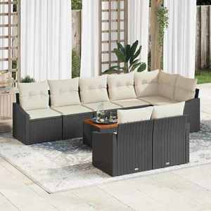 vidaXL Set de canapele pentru grădină 9 pcs Negru și alb imagine