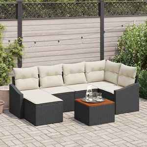 vidaXL Set de canapele pentru grădină 7 pcs Negru și alb imagine