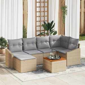 vidaXL Set de canapele pentru grădină 7 pcs bej și gri deschis imagine
