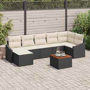 vidaXL Set de canapele pentru grădină 8 pcs Negru și alb imagine