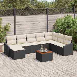 vidaXL Set de canapele pentru grădină 9 pcs Negru și alb imagine