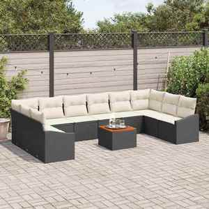 vidaXL Set de canapele pentru grădină 11 pcs Negru și alb imagine