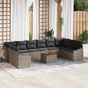 vidaXL Set de canapele pentru grădină 11 pcs Gri imagine