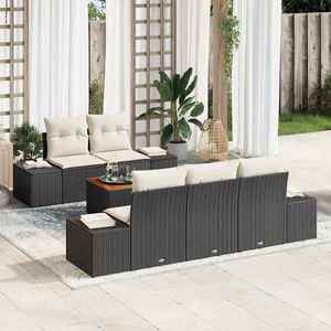 vidaXL Set de canapele pentru grădină 6 pcs Negru și alb imagine