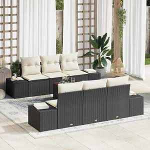 vidaXL Set de canapele pentru grădină 7 pcs Negru și alb imagine