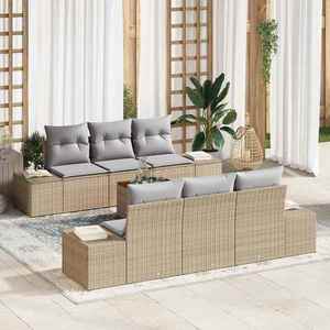 vidaXL Set de canapele pentru grădină 7 pcs bej și gri deschis imagine