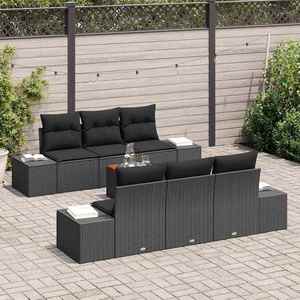 vidaXL Set de canapele pentru grădină 7 pcs Negru imagine