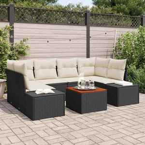 vidaXL Set de canapele pentru grădină 7 pcs Negru și alb imagine