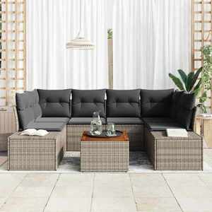 vidaXL Set de canapele pentru grădină 7 pcs Gri imagine