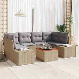vidaXL Set de canapele pentru grădină 7 pcs bej și gri deschis imagine